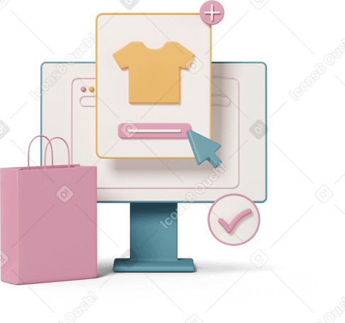 3D online shopping Illustration in PNG, SVG