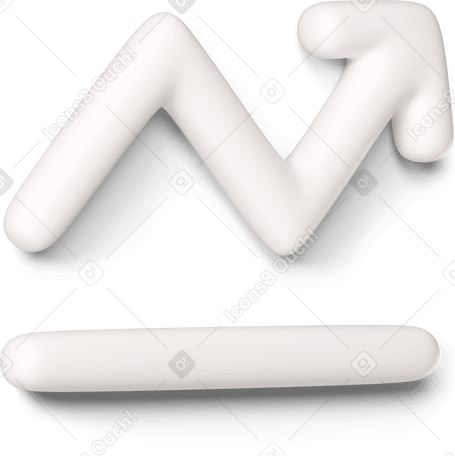 3D White zigzag growth icon turned to the right PNG, SVG