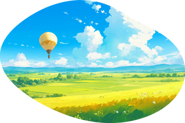 Field and hot air balloon background PNG, SVG