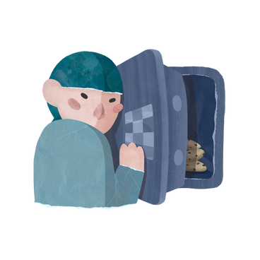 Person hiding cookies in safe PNG, SVG