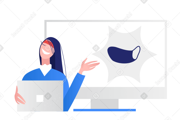 Woman advertising face masks PNG, SVG