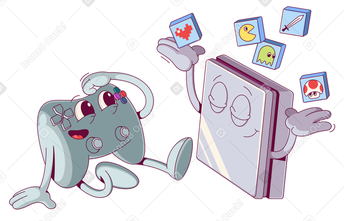 Joypad and game console for gaming Illustration in PNG, SVG