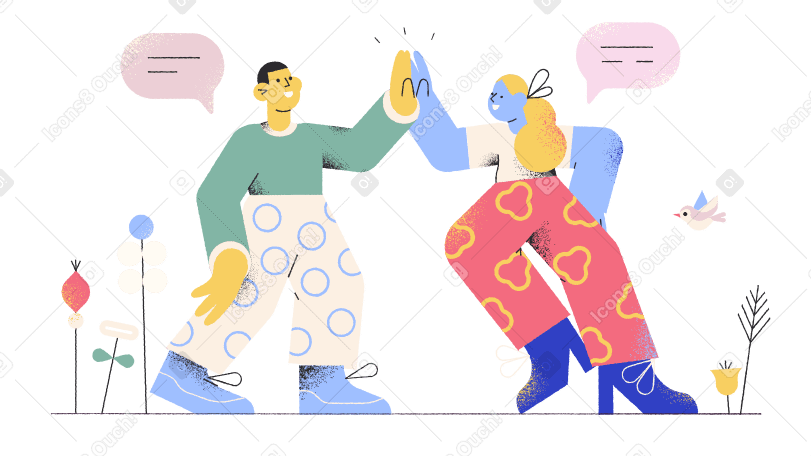 Homem e mulher dando um ao outro um high five PNG, SVG