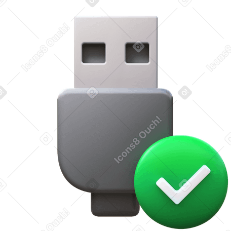 3D usb connected PNG, SVG