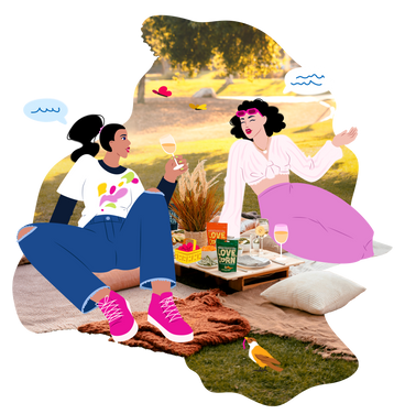 Mujeres jóvenes haciendo un picnic en el parque PNG, SVG