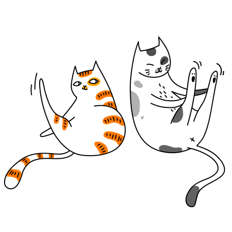 Two cats stretching their hind legs PNG, SVG