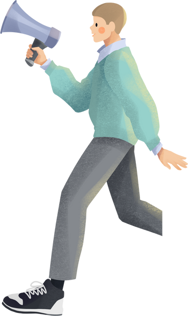 young man with megaphone PNG, SVG