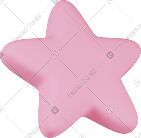 3D rotated pink star PNG, SVG