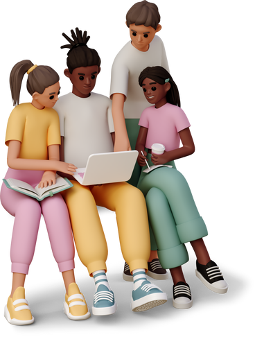 young people looking at laptop PNG, SVG