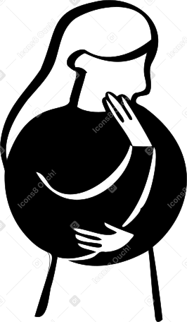 Femme réfléchie avec sa main sur le menton PNG, SVG