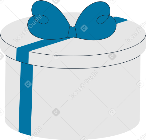 круглая подарочная коробка с бантом в PNG, SVG