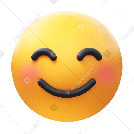 3D smiling face with smiling eyes emoji PNG, SVG