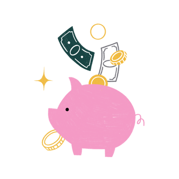 Piggy bank with money and coins PNG, SVG
