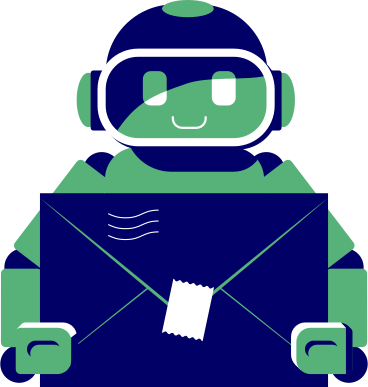 green robot with a letter PNG, SVG