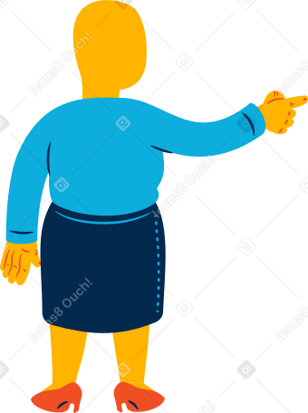 chubby woman pointing back Illustration in PNG, SVG