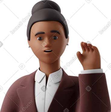 Close up of black businesswoman in brown suit waving goodbye PNG, SVG