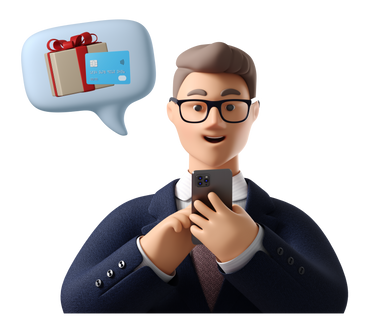 Businessman buying gifts by phone PNG, SVG