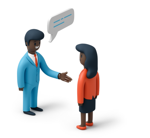 Business man greeting business woman with a handshake Illustration in PNG, SVG