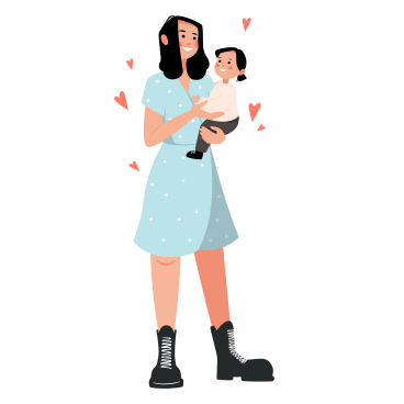 Happy young woman with a baby in her arms PNG, SVG