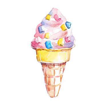 Cono gelato con mashmallow PNG, SVG
