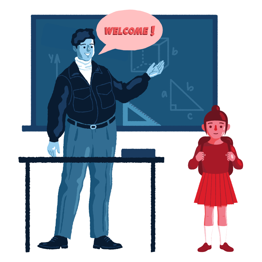 Teacher introduces the class new student girl Illustration in PNG, SVG
