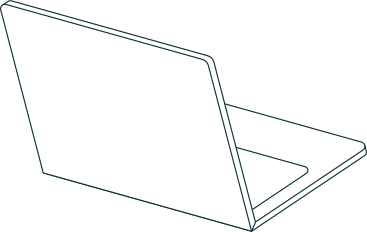 white laptop in perspective with its display turned away from a viewer PNG, SVG