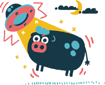 Ufo stealing a cow at night PNG, SVG