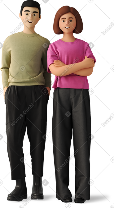 男人和女人穿着便服站着微笑 PNG, SVG