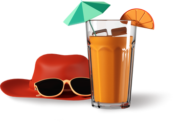hat, sunglasses and cocktail PNG, SVG