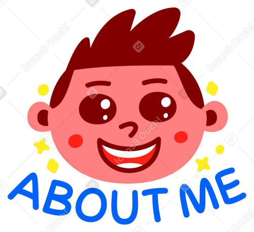 lettering sticker about me boy yellow red text PNG, SVG