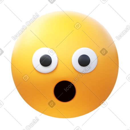 3D face with open mouth PNG, SVG