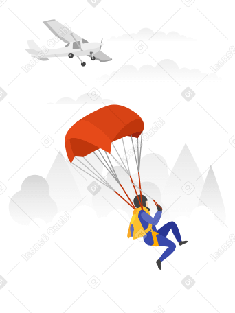Parachutist Illustration in PNG, SVG
