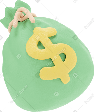 3D Sac dollar vert PNG, SVG