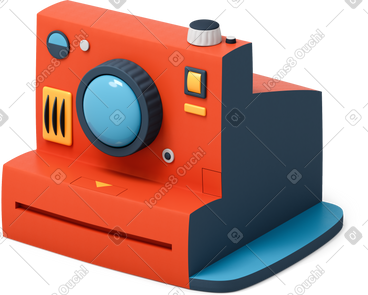 Red instant photo camera PNG, SVG