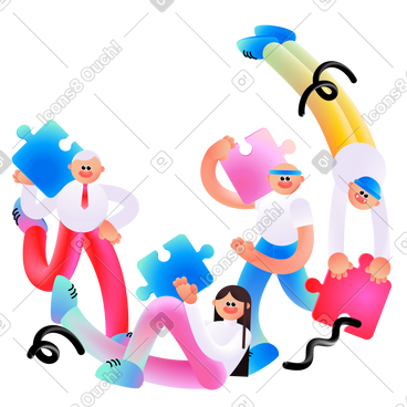 有拼图的人的团队合作 PNG, SVG