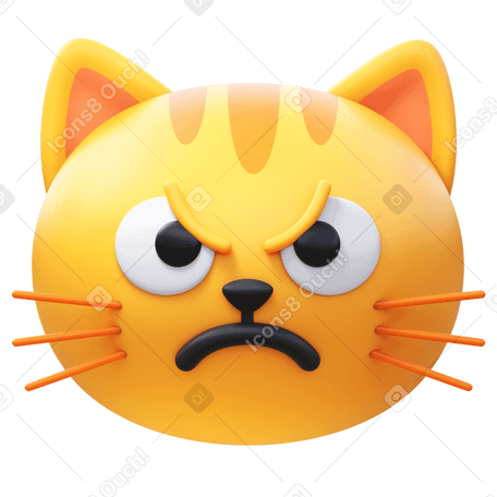 3D pouting cat Illustration in PNG, SVG