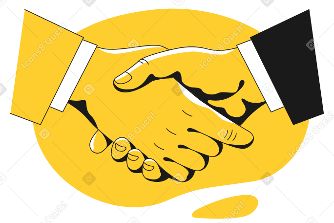 Handshake to seal a deal between businessmen animated illustration in GIF,  Lottie (JSON), AE