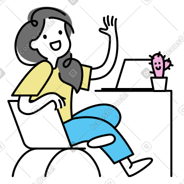 女人转身挥手问好 PNG, SVG