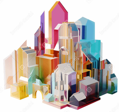 3D abstract colorful sculpture of a city в PNG, SVG