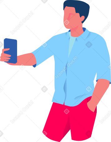 男は自撮りをする PNG、SVG