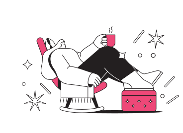 뜨거운 음료 한잔과 함께 흔들의 자에 앉아 소녀 PNG, SVG
