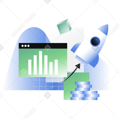 Illustration animée Start-up fintech et investissement des entreprises aux formats GIF, Lottie (JSON) et AE