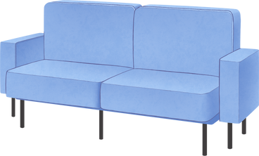 blue couch PNG, SVG