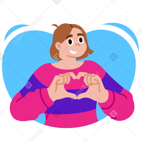 Mujer joven mostrando signo de corazón con sus manos PNG, SVG