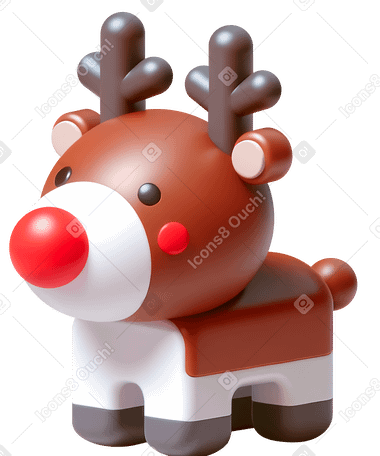 3D 圣诞驯鹿 PNG, SVG
