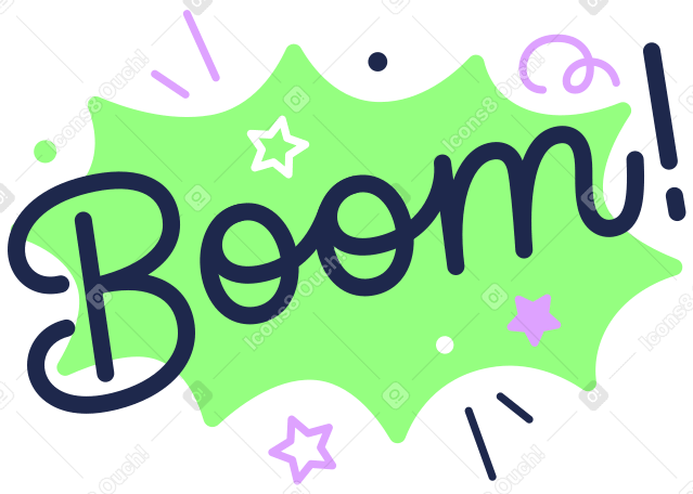 Lettering Boom! with stars and decorative elements text PNG, SVG