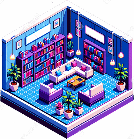 Sala de lectura en una biblioteca PNG, SVG