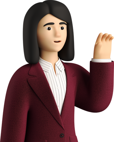 businesswoman in red suit waving goodbye PNG, SVG