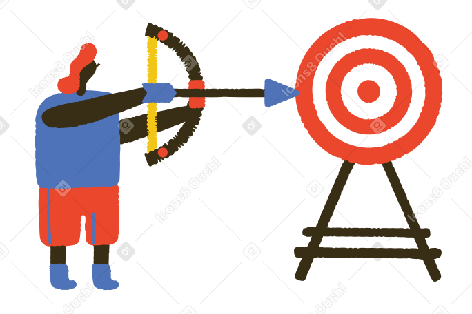 Male archer shooting arrow at target PNG, SVG