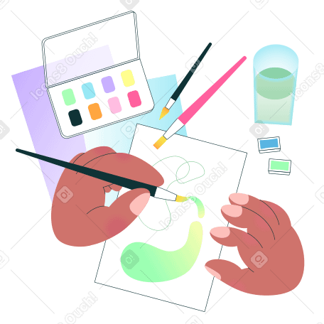 Artist draws with watercolor PNG, SVG